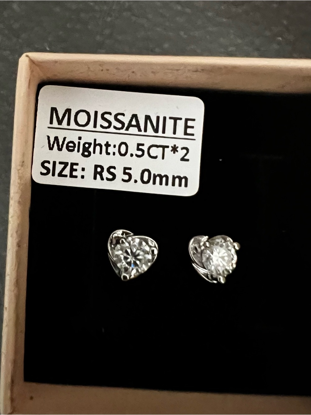 Moissanite Heart Stud Earrings - Silver White Moissanite